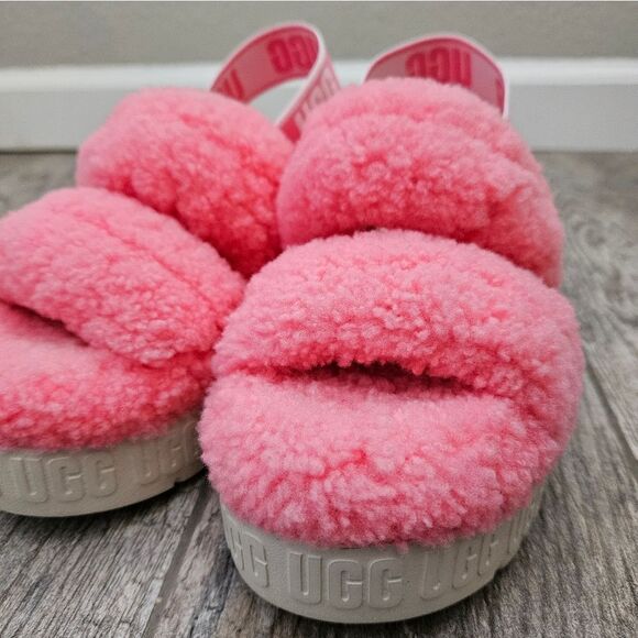 UGG Pink Adjustable Slide Sandals Oh Fluffita - Picture 5 of 14